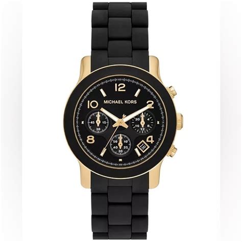 michael kors matte black runway watch